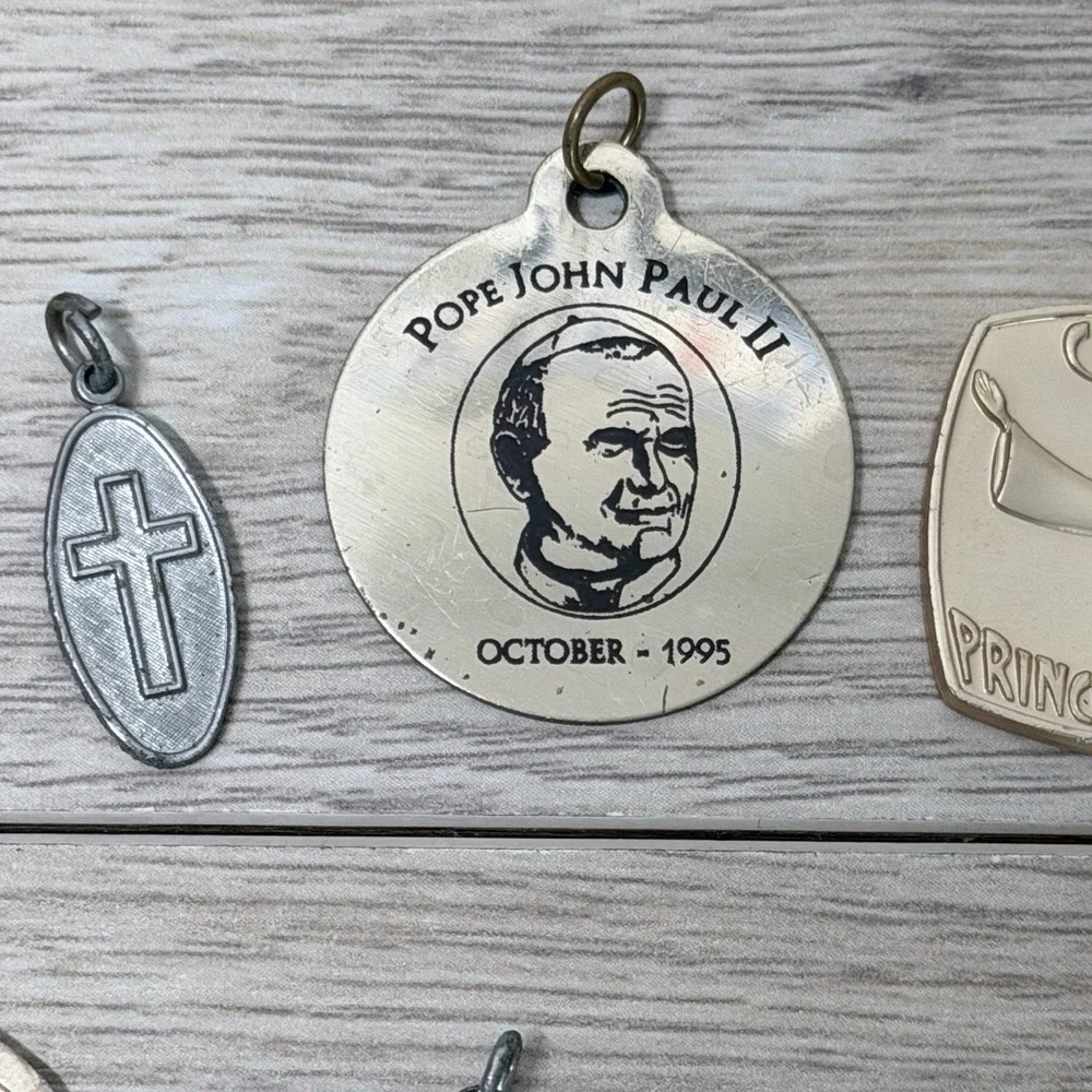 Vintage Religious Charm Lot Cross Medal Saint Pendant Catholic Jewelry‎ Bundle